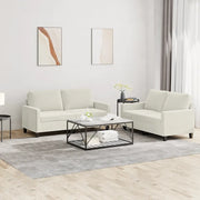 Set di Divani 2 pz con Cuscini Crema in Vellutocod mxl 83135