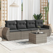 Set Divano da Giardino 5 pz con Cuscini Grigio in Polyrattan