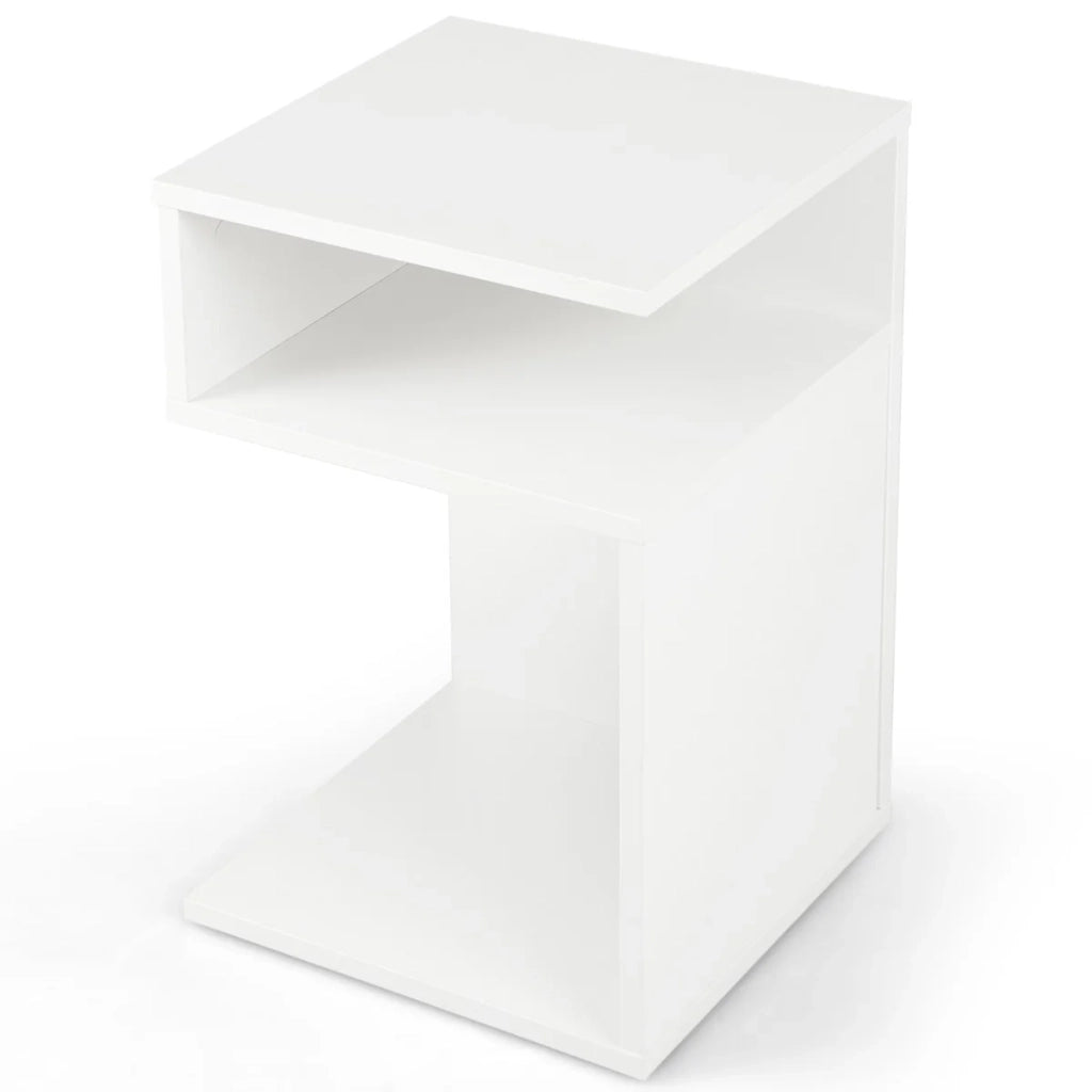 Tavolino laterale da 33 x 33 x 50 cm con ampio spazio di archiviazione e design elegante in bianco 20_0013870