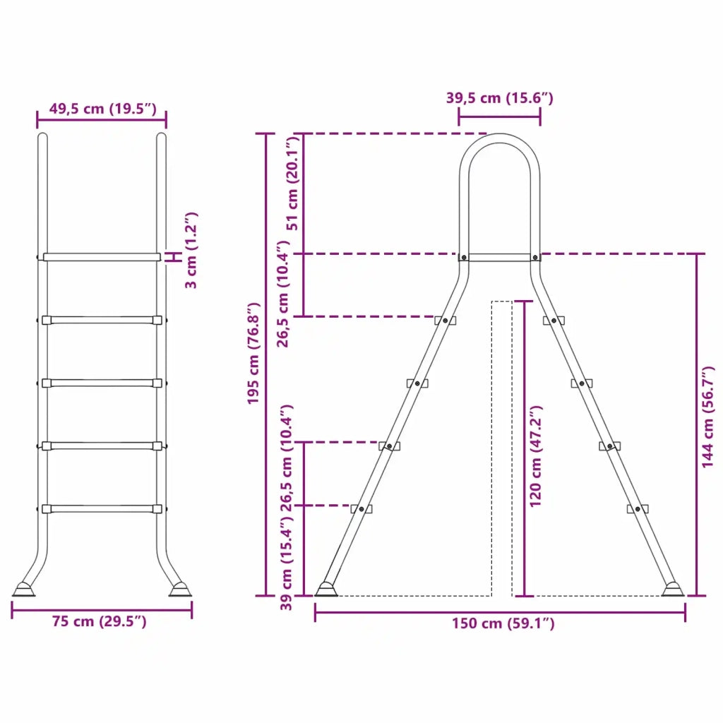 Scala per piscina fuori terra 195 x 150 cm 4-Gradino 42032423