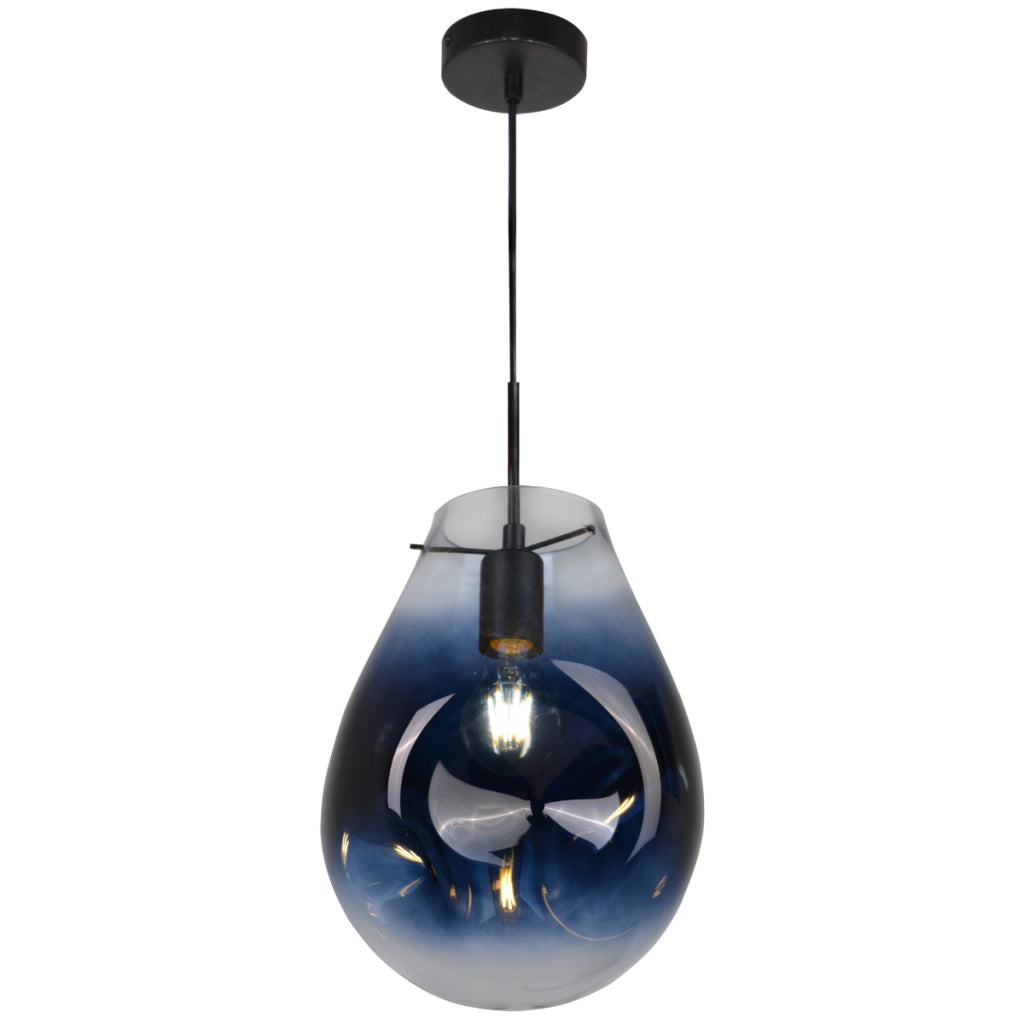 Lampada a sospensione Polux Kimberly vetro blu E27 Ø20