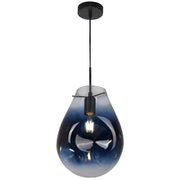 Lampada a sospensione Polux Kimberly vetro blu E27 Ø20