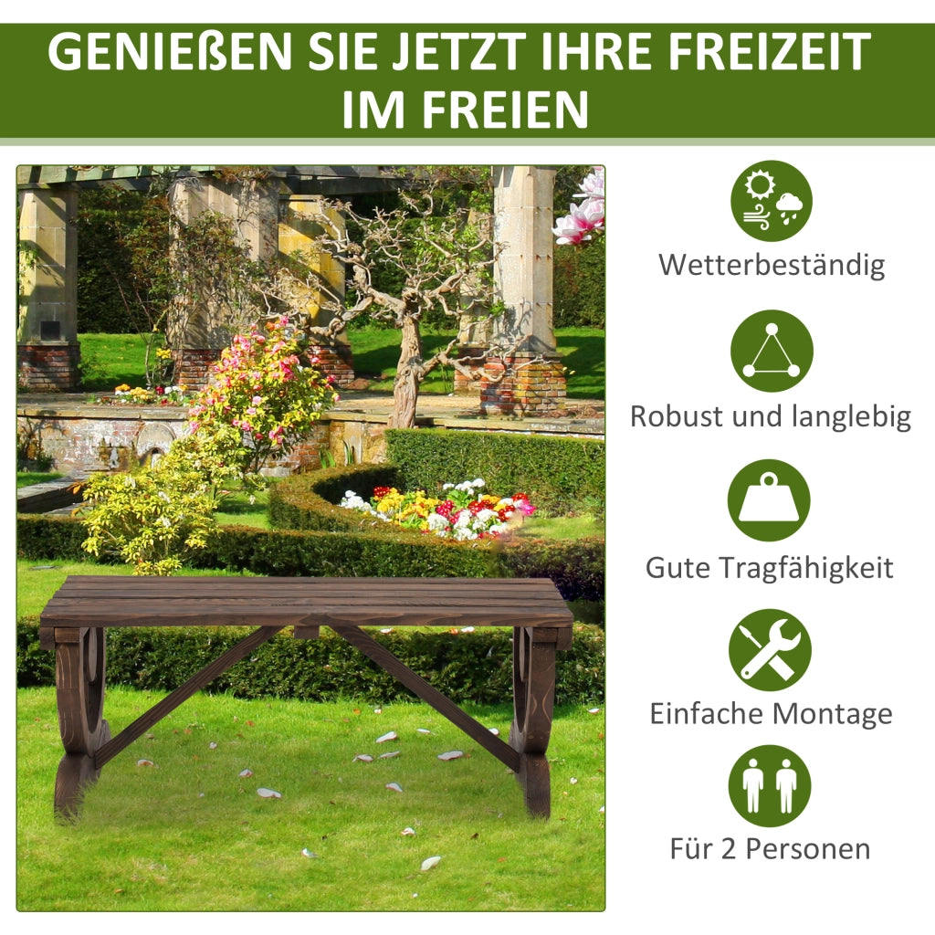 Panca Da Giardino Rustica In Legno Marrone 98 X 50 X 39,5 Cm Per Esterni