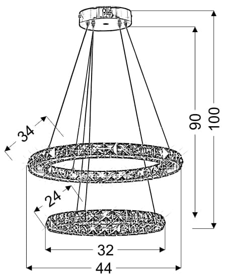 Lampadario cristallo LED RGB Candellux Lords Ø44 cromo