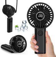 Ventilatore portatile mini con batteria ricaricabile USB C 3600 mAh - ventilatore portatile con funzione powerbank, 6 velocità, pieghevole e trasportabile.
