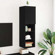 Mobile TV LED Nero Rovere 30,5x30x102 cm Legno ingegnerizzato