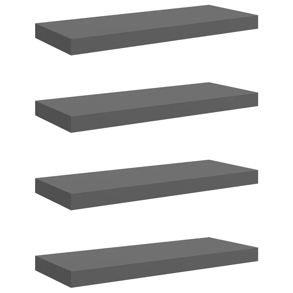 Scaffali a Parete 4 pz Grigio Lucido 60x23,5x3,8 cm in MDF 323792