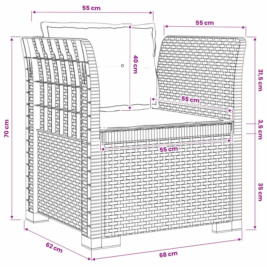 Poltrona a 1 Posto con Cuscini Aspetto Rattan PP Marrone 8011872