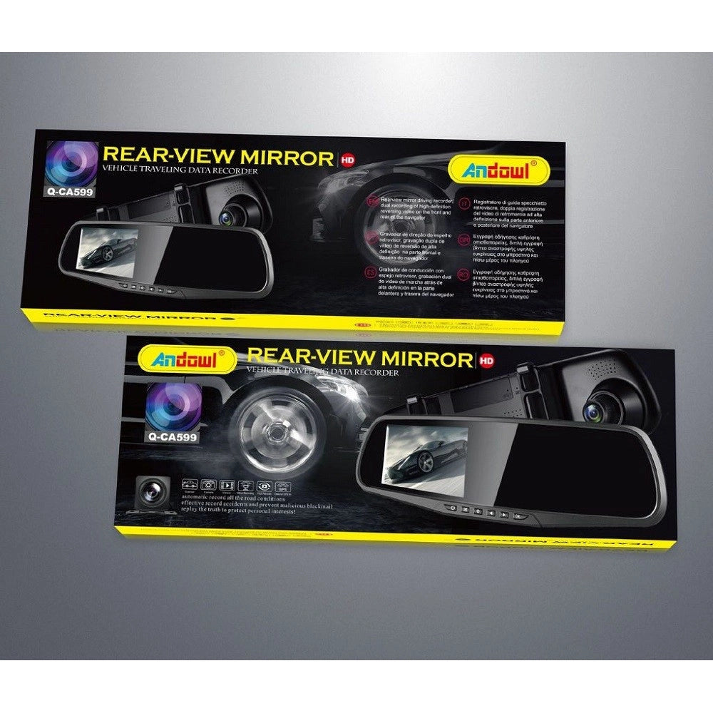 Trade Shop - Monitor Per Specchietti Auto 4,5" Q-ca599 Con Videocamera Anteriore Posteriore Hd -