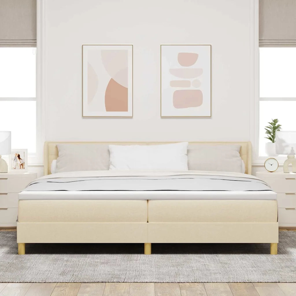 Letto a molle con materasso Crema 200 x 200 cm Tessuto 3341256