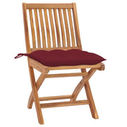 Sedie da Giardino 2 pz con Cuscini Rosso Vino Massello di Teak 3062457