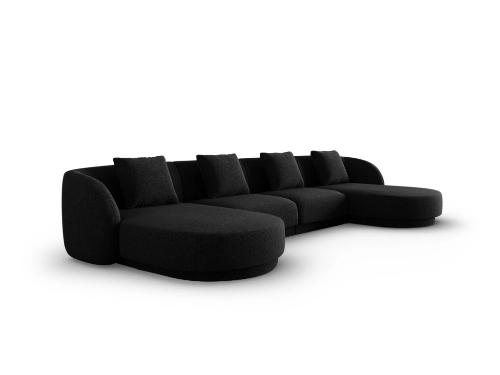Cosmopolitan Design - Divano panoramico "Tulum" 5 posti in ciniglia nero 