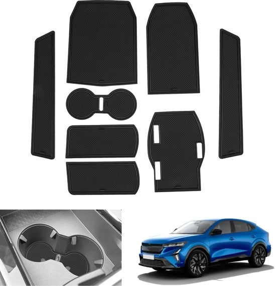 Accessori per Renault Rafale 2024 2025 - Antislipmatti Antinfortunistici per Rafale dal 2024 - Antislipmatti per Middenconsole Bekerhouder - Deurnaadmatti per Rafale (Nero)