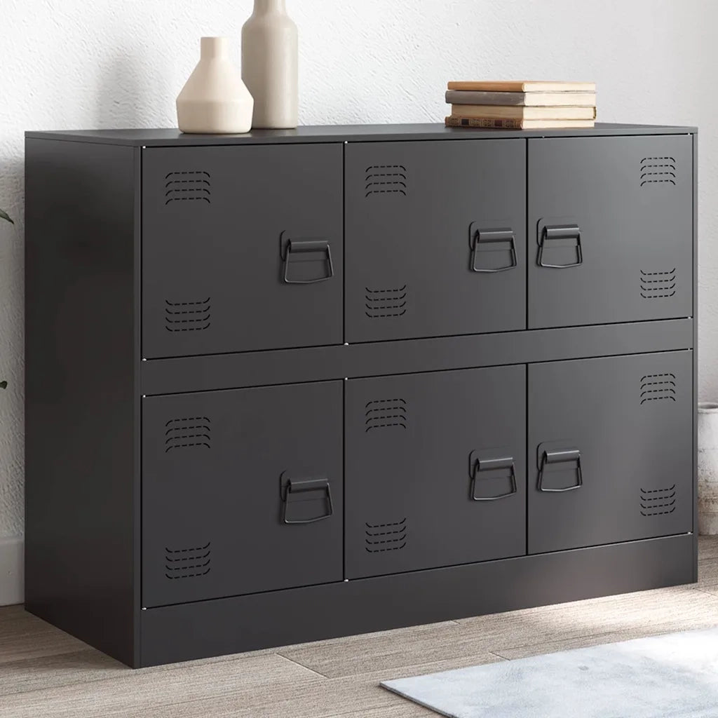 Credenza-Buffet-Armadio da cucina Nera 99x39x73 cm in Acciaio 985079