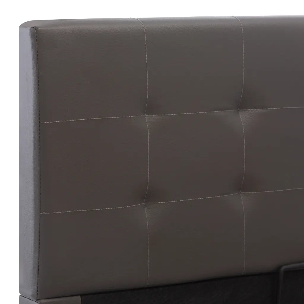 Letto singolo | Letto per adulti | Giroletto con Contenitore Idraulico Grigio Similpelle 90x200cm