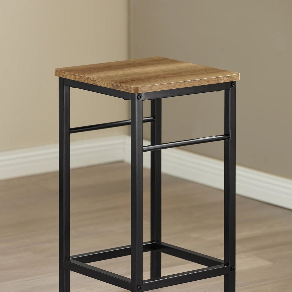 Set 3 Pezzi Tavolo con 2 sgabelli Mobile Bar per casa Stile Industriale Grigio, L80*P50*A88cm, Marrone OGT10-PF