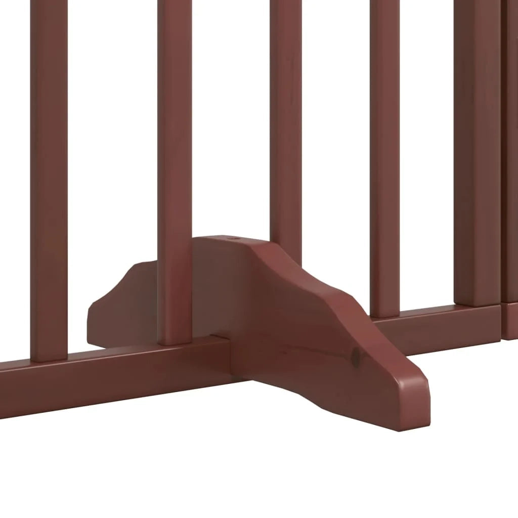 Cancelletto di sicurezza per cani con porta in legno di pioppo a 4 pannelli marrone 02_0023299