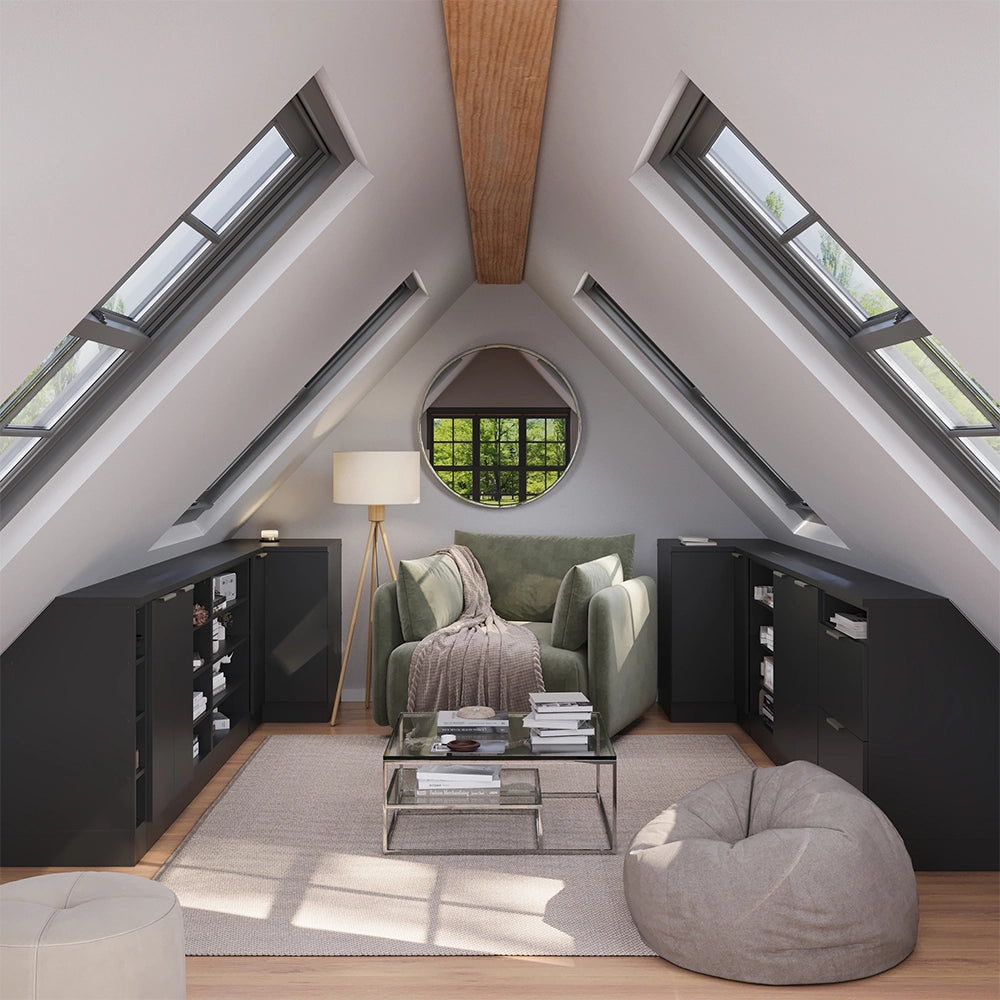 Mobile sottotetto Rion Antracite-oro/Antracite 60 x 83.8 cm con 2 porte, carcassa 60 cm profondità Vicco