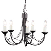 Lampadario Classico Carisbrooke Acciaio Nero 5 Luci E14