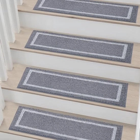 Set di tappeti di arresto per 4 pezzi, antiscivolo, per interni ed esterni, 70 x 22 cm, lavabile in lavatrice, 100% poliestere con tappeto TPE, grigio