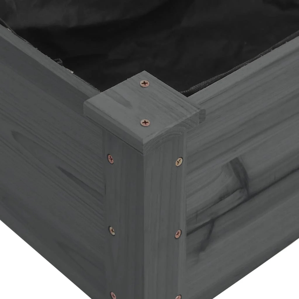 Fioriera rialzata per piante fiori patio giardino rivestimento 240 x 60 x 25 cm legno massello di abete grigio 02_0039846