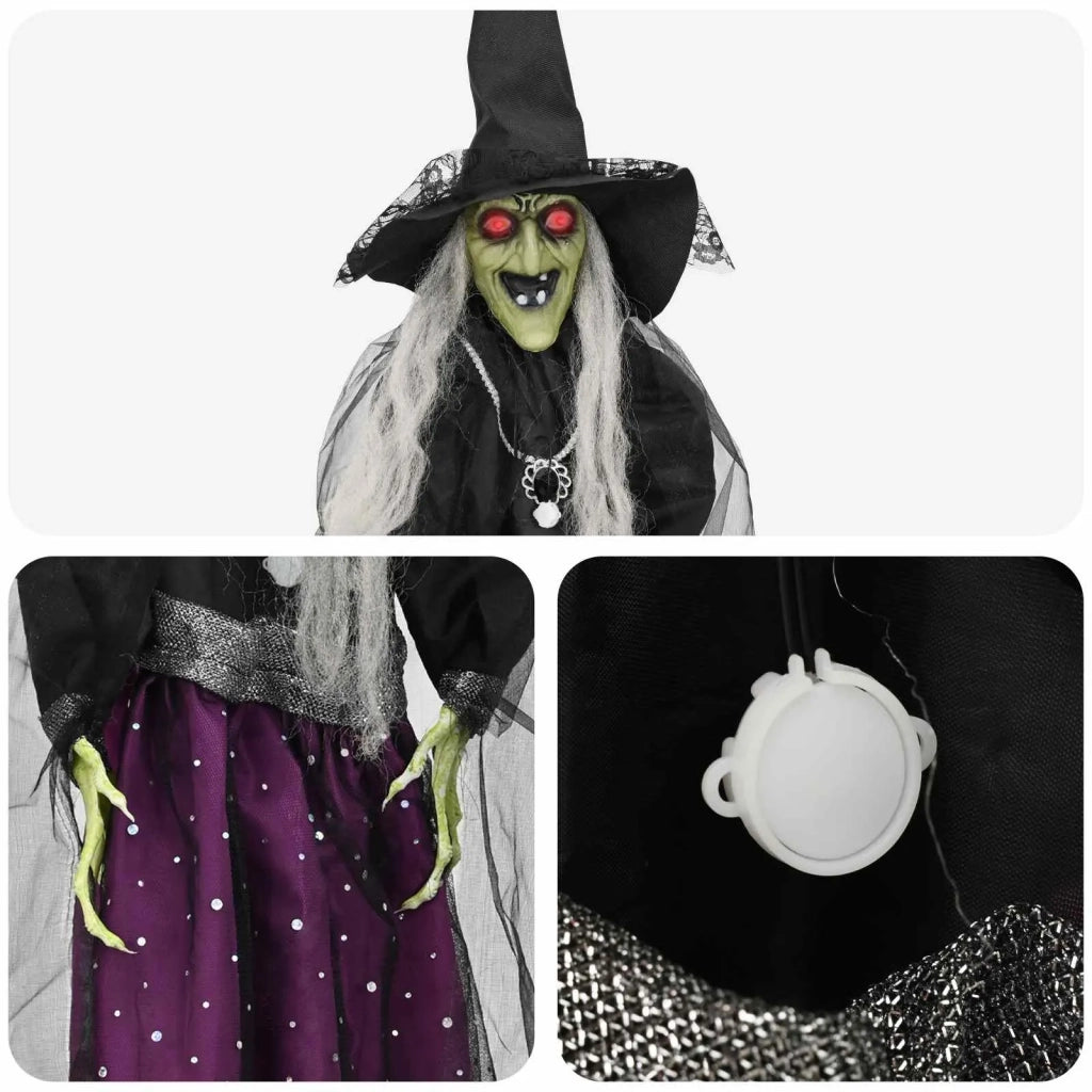 Strega di Halloween da appendere SPOOKA Viola 30 x 133 cm 42048678