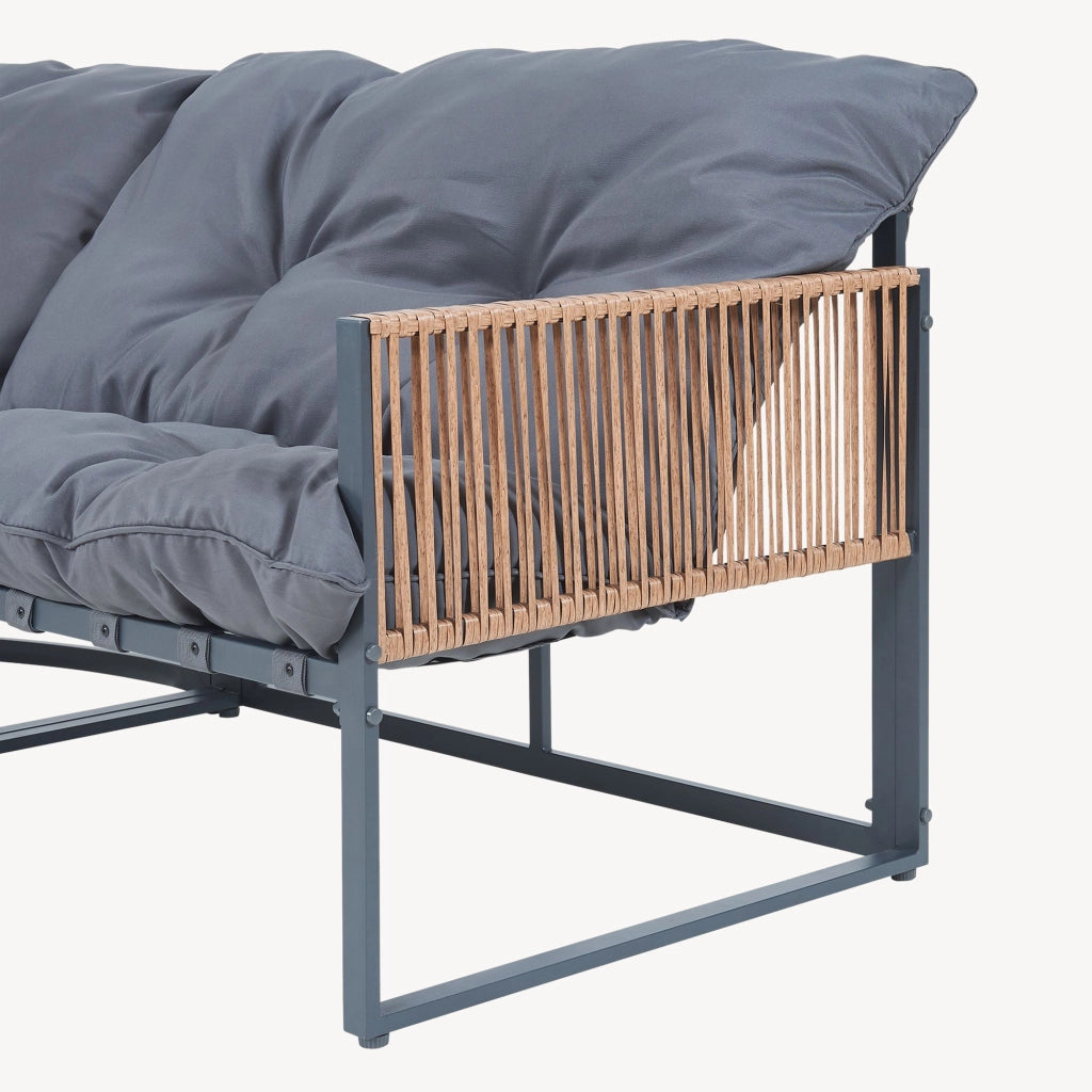 Set Salottino per Esterno Karg Divano Modulare a 3 pezzi e Tavolino con Piano in SPC Rovere Mobili da Giardino - Grigio Scuro / Rattan casa.pro