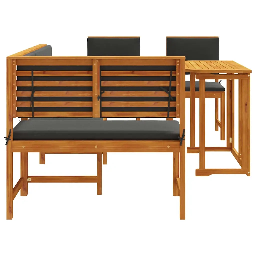 Set Panchina da Giardino 4 pcs Marrone Legno di Acacia Massello 3329102
