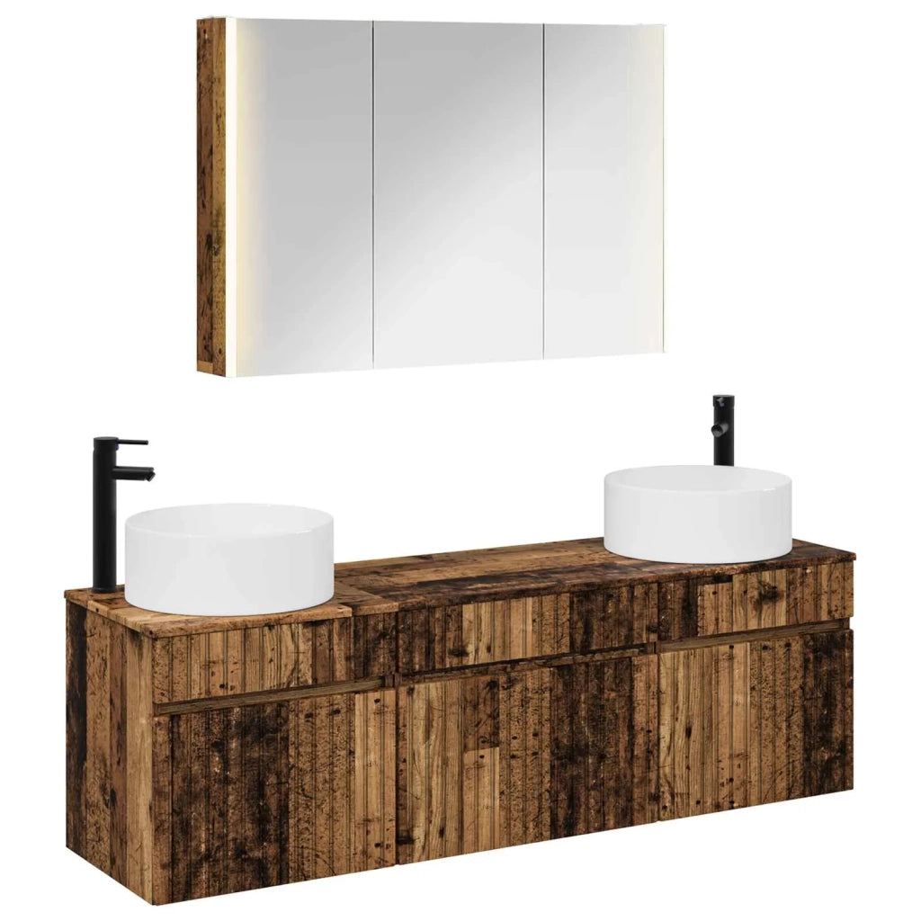Set di Armadi da Bagno 4 pcs Legno antico 103,5 x 15,5 x 70 cm 3406669