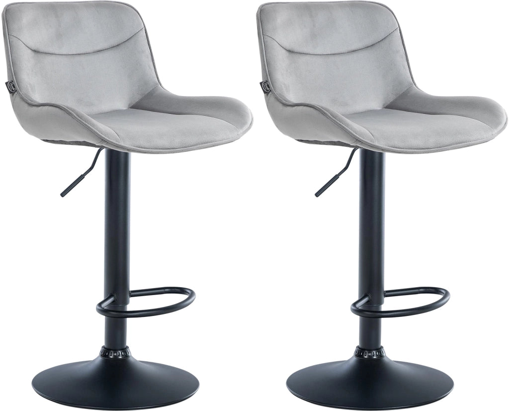 Set di 2 sgabelli da bar Vonore in velluto grigio,nero