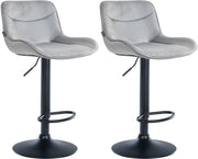 Set di 2 sgabelli da bar Vonore in velluto grigio,nero