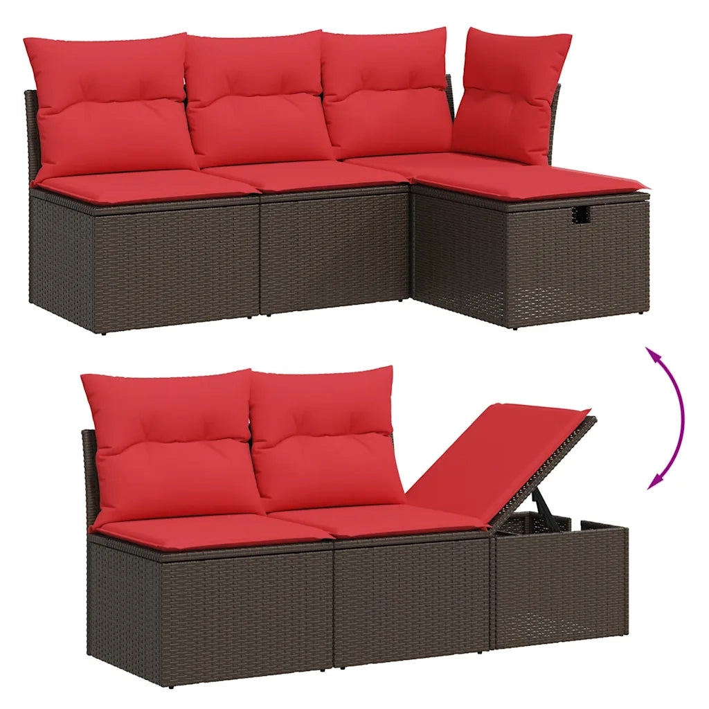 Set Divani da Giardino 7 pz con Cuscini Marrone in Polyrattan 3274824