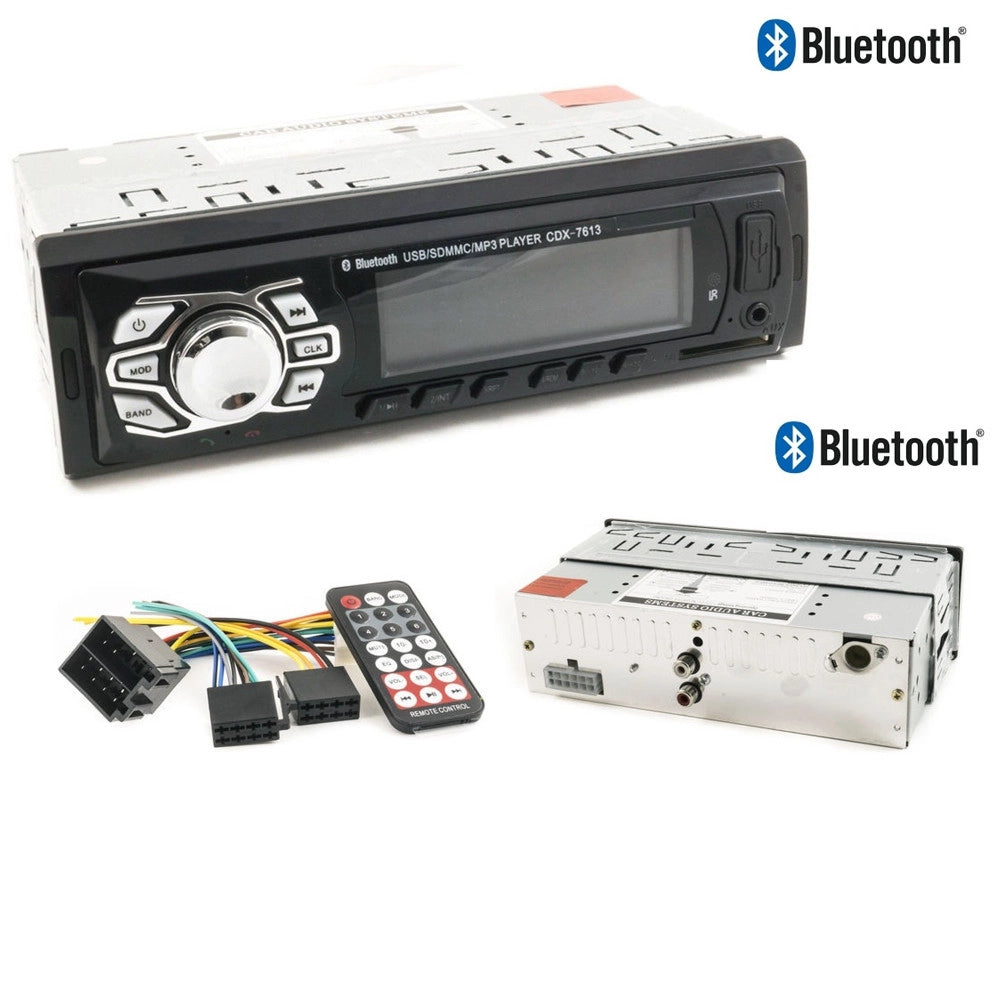 Trade Shop - Autoradio Stereo Auto Bluetooth Fm Mp3 Slot Usb Sd Aux Cdx-7613 Con Telecomando -