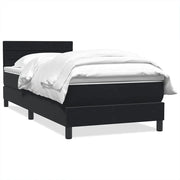 Letto singolo | Letto per adulti | Giroletto a Molle con Materasso Nero 90x210 cm in Velluto