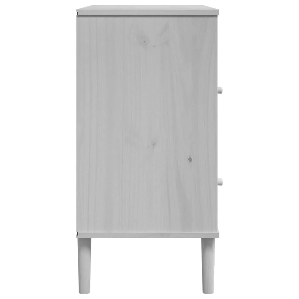 Buffet credenza cassettiera armadio mobile contenitore organizer per cucina soggiorno salotto effetto rattan 80 x 40 x 80 cm legno massello di pino bianco 02_0036225