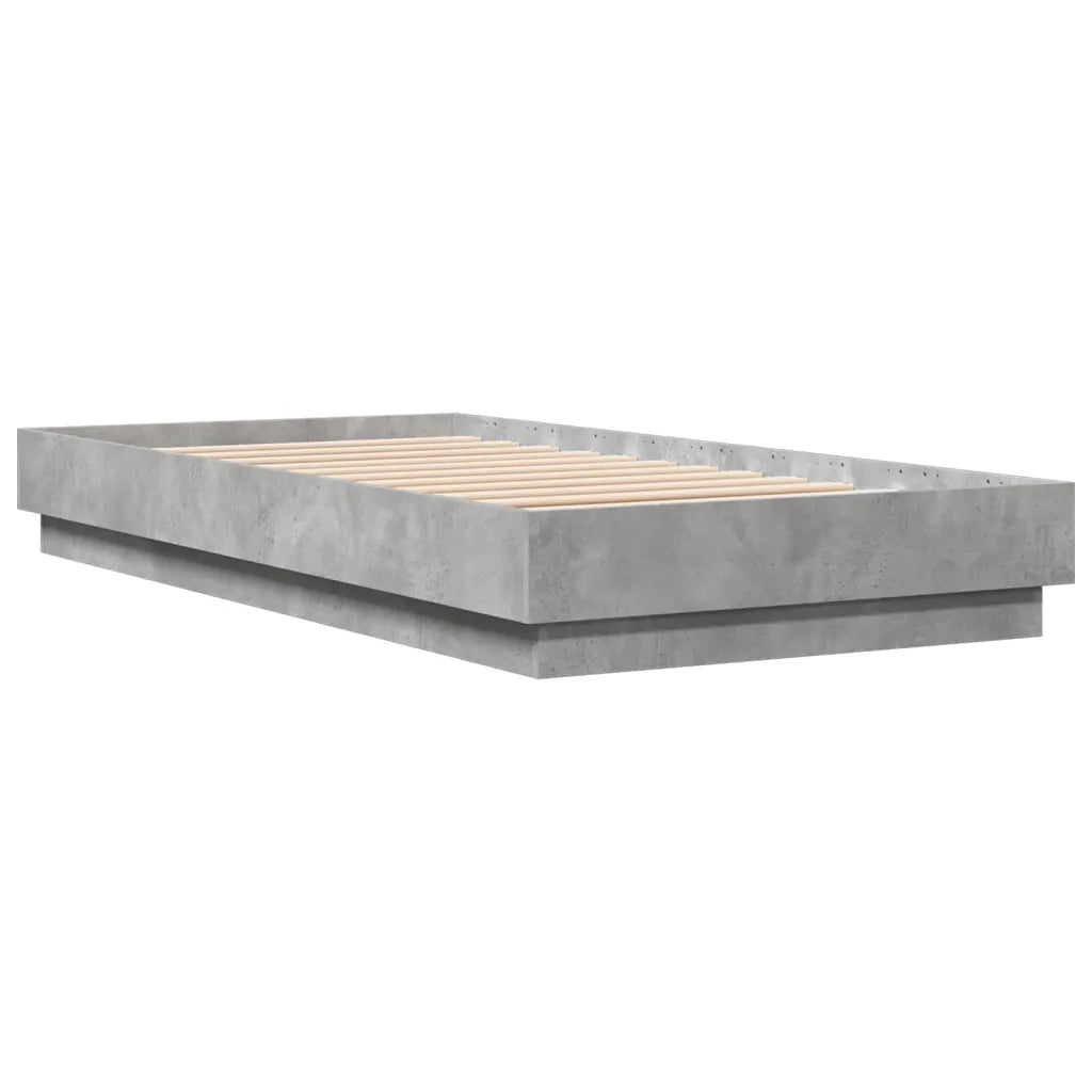 Letto singolo | Letto per adulti | Giroletto con LED Grigio Cemento 75x190 cm