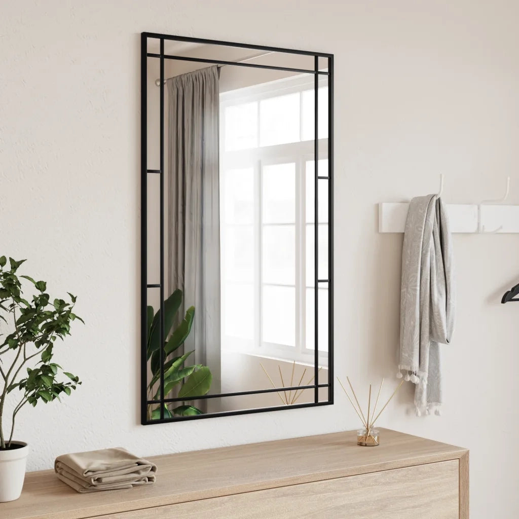 Specchio da Parete | Specchio decorativo Nero 60x100 cm Rettangolare in Ferro