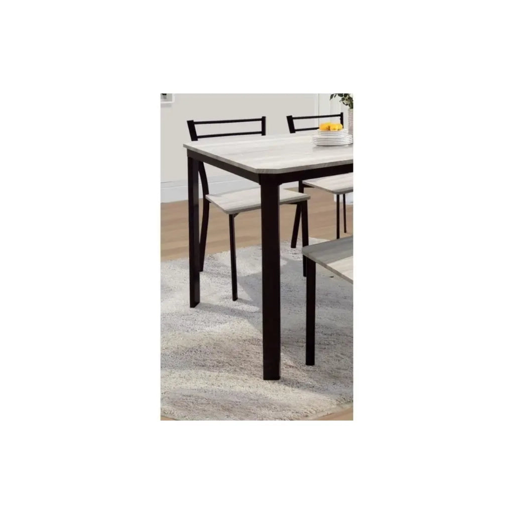 Set tavolo da pranzo LEEDS nero finitura bronzo + 4 sedie – Stile industriale legno e metallo