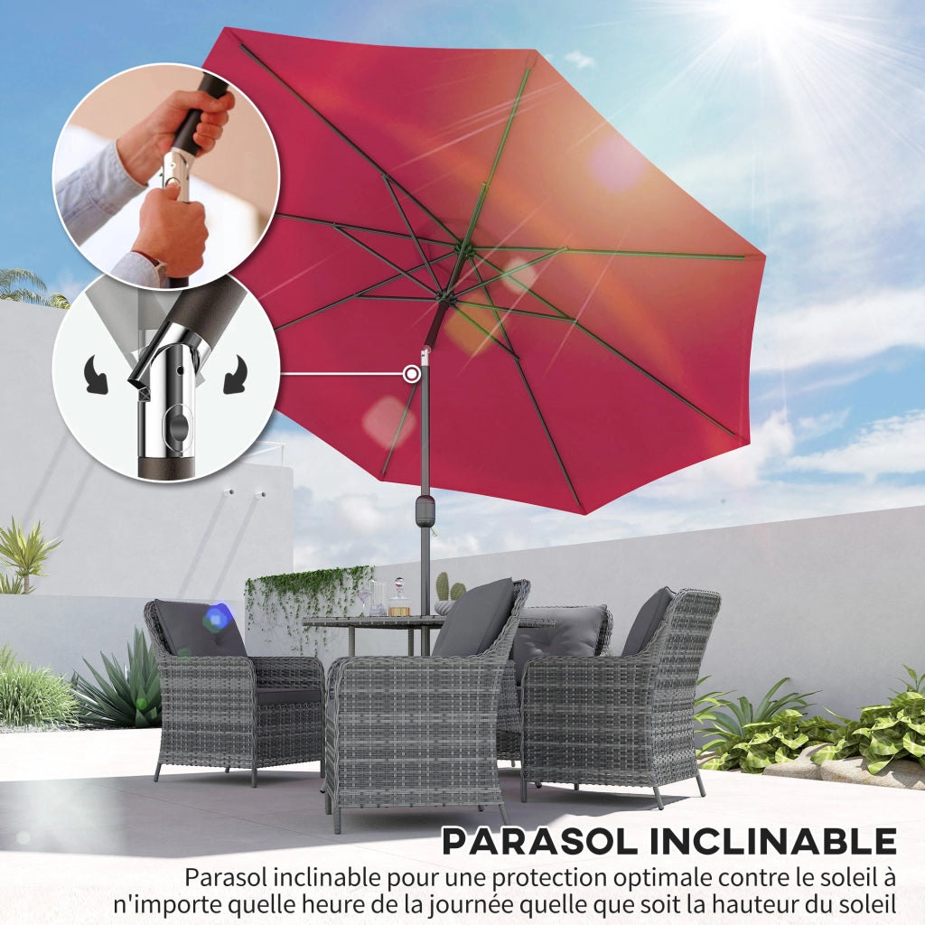 Ombrellone da giardino inclinabile ¨C zephmum ¨C Bordeaux, metallo, ? 3 m