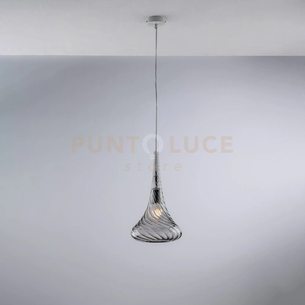 Sospensione in ferro con vetro grigio pyrex 1 luce Nemesi