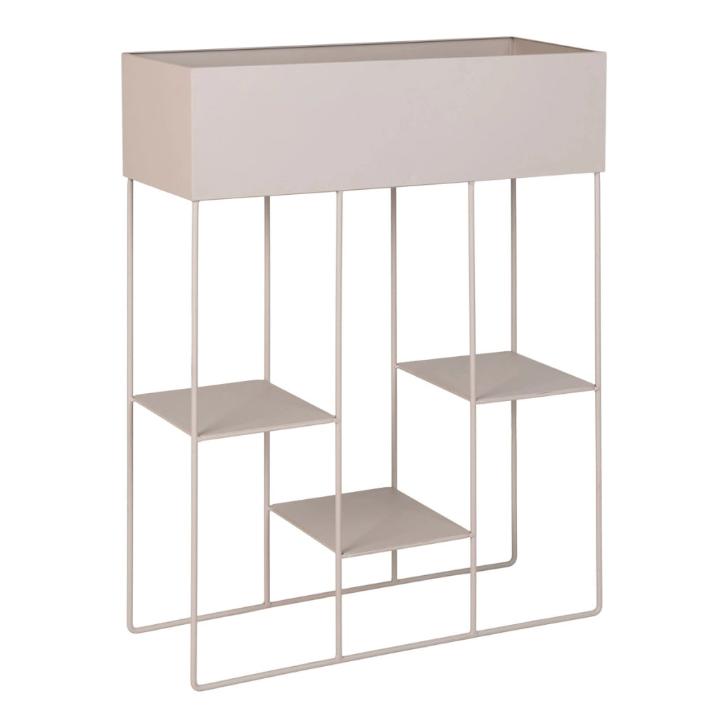 Fioriera Rabo in Acciaio Color Sabbia con 3 Ripiani — 25×60×80 cm