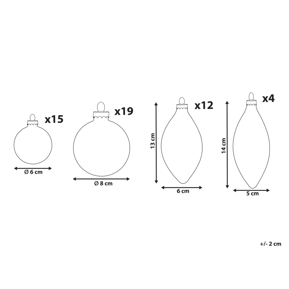 Set di 50 palline di Natale in vetro rosso e bianco da appendere all'albero di Natale in stile tradizionale
