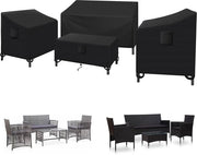Set di coperture per veranda esterna 4 pezzi - impermeabile - 4 pezzi - nero - Oxford in acciaio resistente
