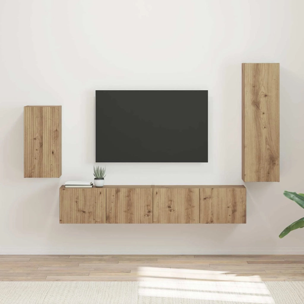 Set mobile TV 4 pcs Rovere artigianale Legno multistrato