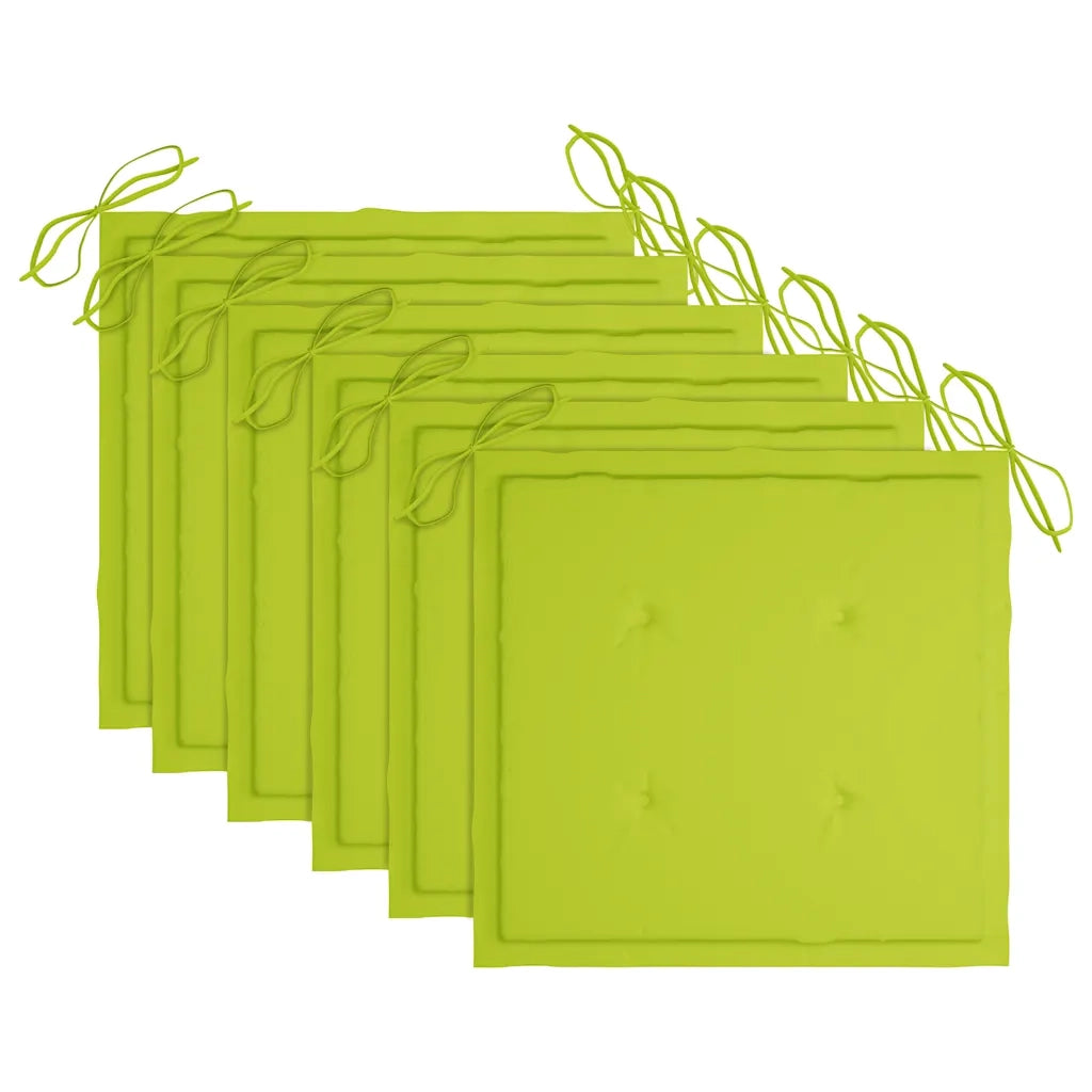 Sedie da Giardino Cuscini Verde Brillante 6 pz Massello di Teak