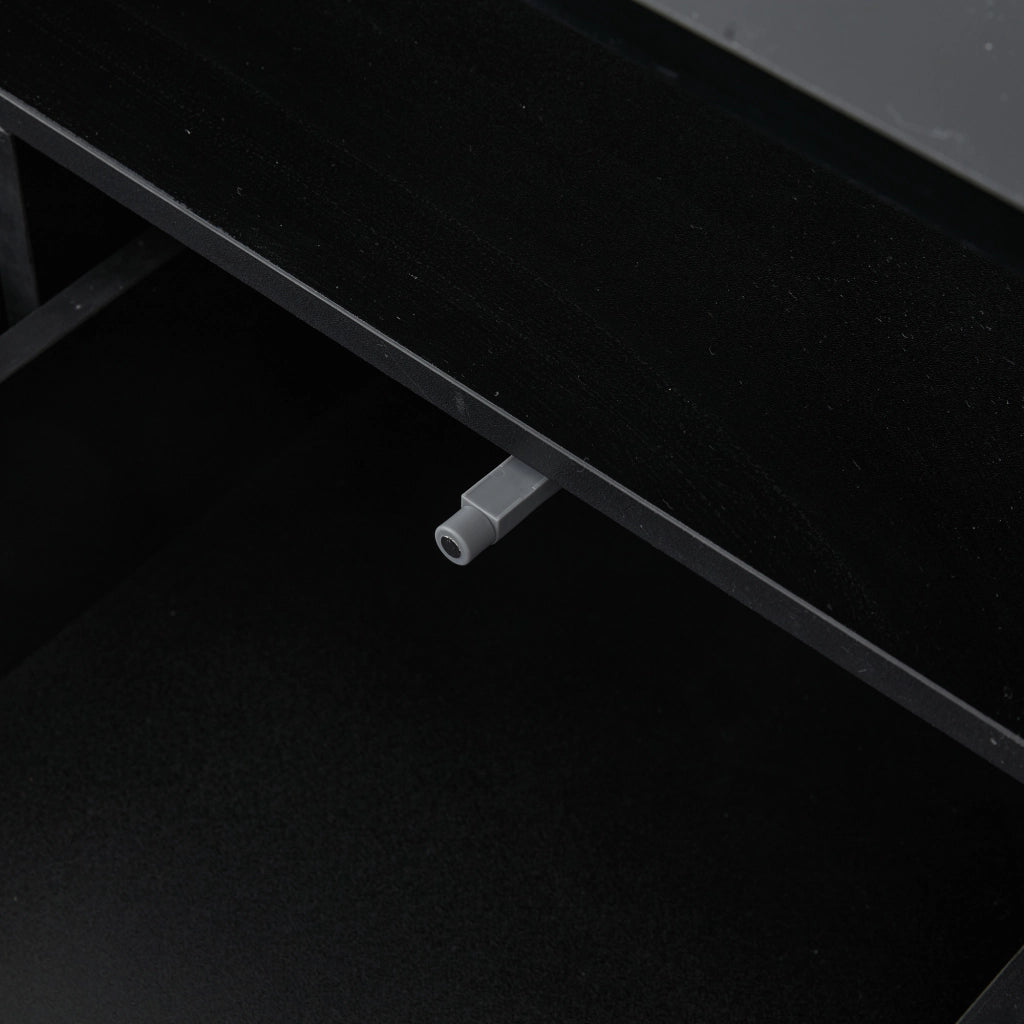 TAVOLO da salotto 100x50x35 cm Nero con LED e 2 cassetti