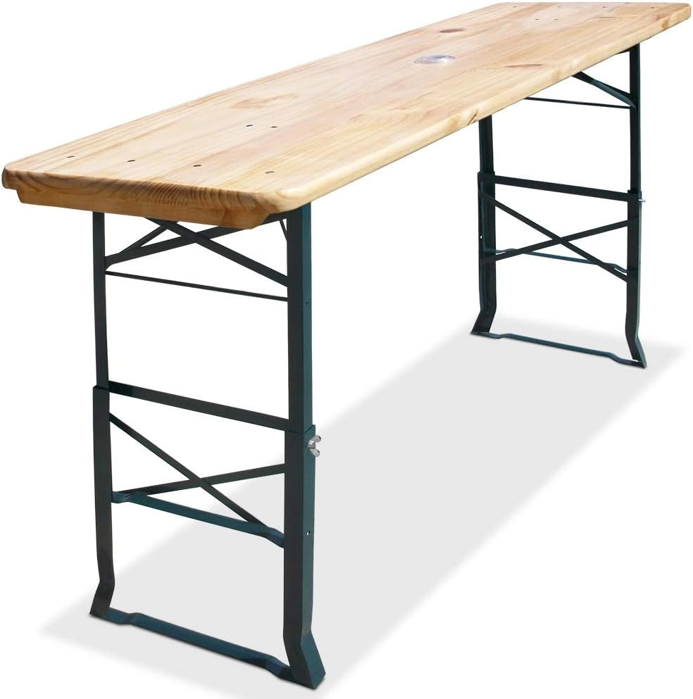 Deuba Tavolo da Birreria alto da bar pieghevole legno 170cm altezza regolabile con foro ombrellone