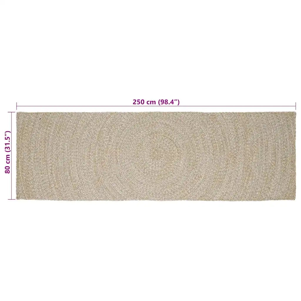 Tappeti per area Naturale e Bianco 80 x 250 cm Juta