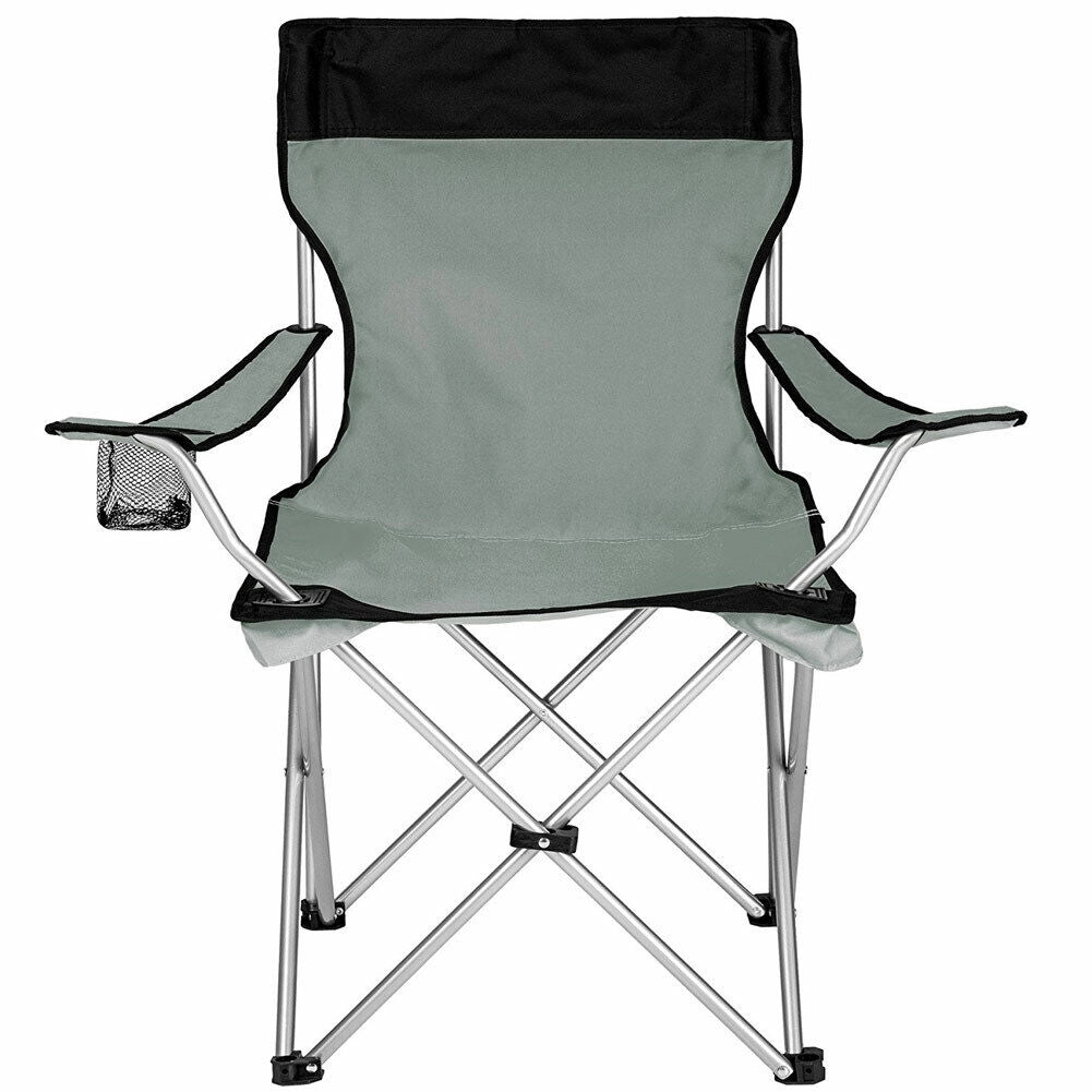 2x Sedie Pieghevoli Da Campeggio Con Borsa Camping Sedia Spiaggia Esterno Grigio