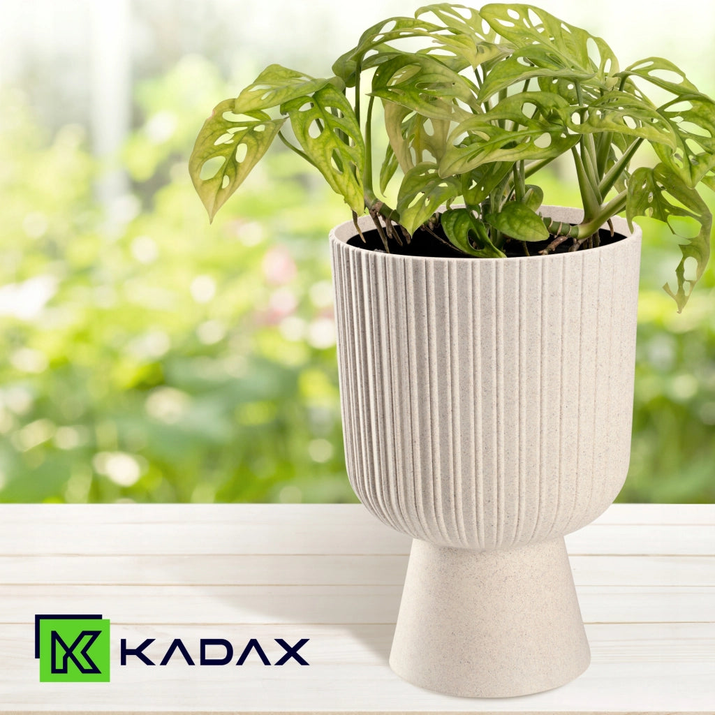 Vaso da fiori KADAX, vaso per piante da giardino, copertura in plastica, 18 cm, supporto per fiori, beige